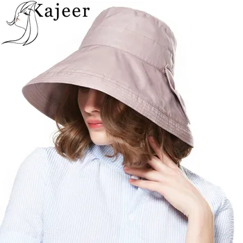 

Kajeer Women Summer Campaniform fisherman hat fixed sun bucket cap Girl fashion tourism visor wide-brimmed bow cotton color hat