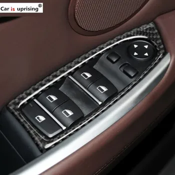 

For BMW F07 5GT 11-17 Carbon Fiber Car Window Lifter Control Frame Window Switch Decor Armrest Panel Refit Interior CAR Sticker