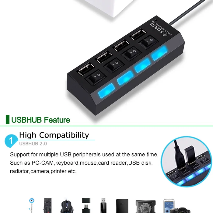 BinFul высокая скорость мини тонкий 4/7 порты и разъёмы концентратор usb 4/7 расширитель несколько конвертер адаптер для портативных ПК вкладки USB