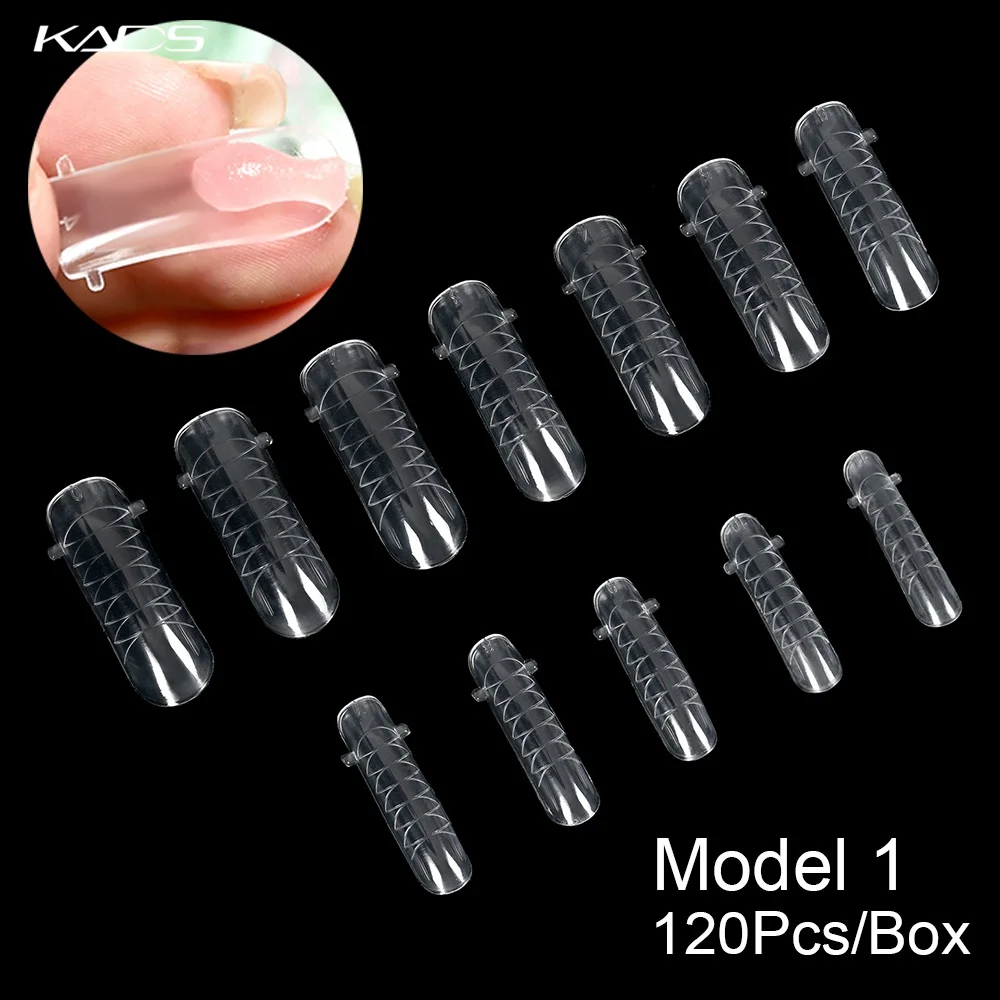 KADS 120 Pcs Quick Building Mold Nail Tips Dual Form False Nails Reusable Clear Manicure Tools for