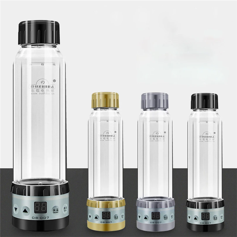 New 12V 280ml Portable In-Car Coffee Maker Tea Pot Autos Thermos Heating Travel Cup Transparency Drinking Water Cup #Q23E (11)