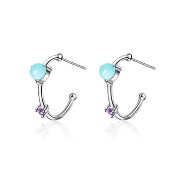 

Exquisite Sweet Crystal Zircon Round Earrings For Women Trend Creative 925 Sterling Silver Party Gift Jewelry SAE334