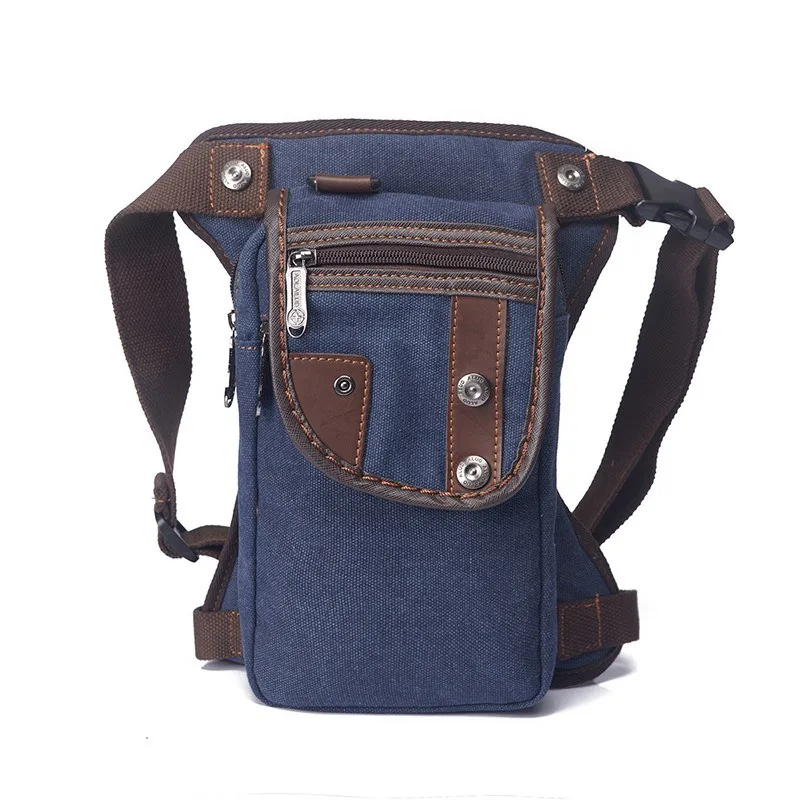 Новая качественная Мужская поясная сумка, водонепроницаемая холщовая поясная сумка, сумка на ногу, Повседневная Военная поясная сумка, сумка на бедро - Цвет: canvas blue
