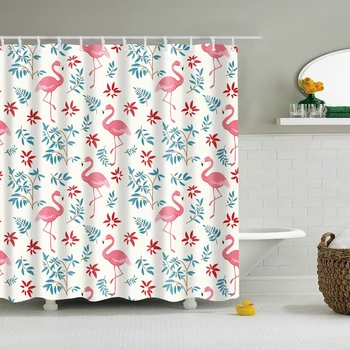 

Cartoon Flamingo/Cat/Dog/Elephant Pattern Waterproof Shower Curtains Polyester High Quality Washable Curtains 150*180 &180*180