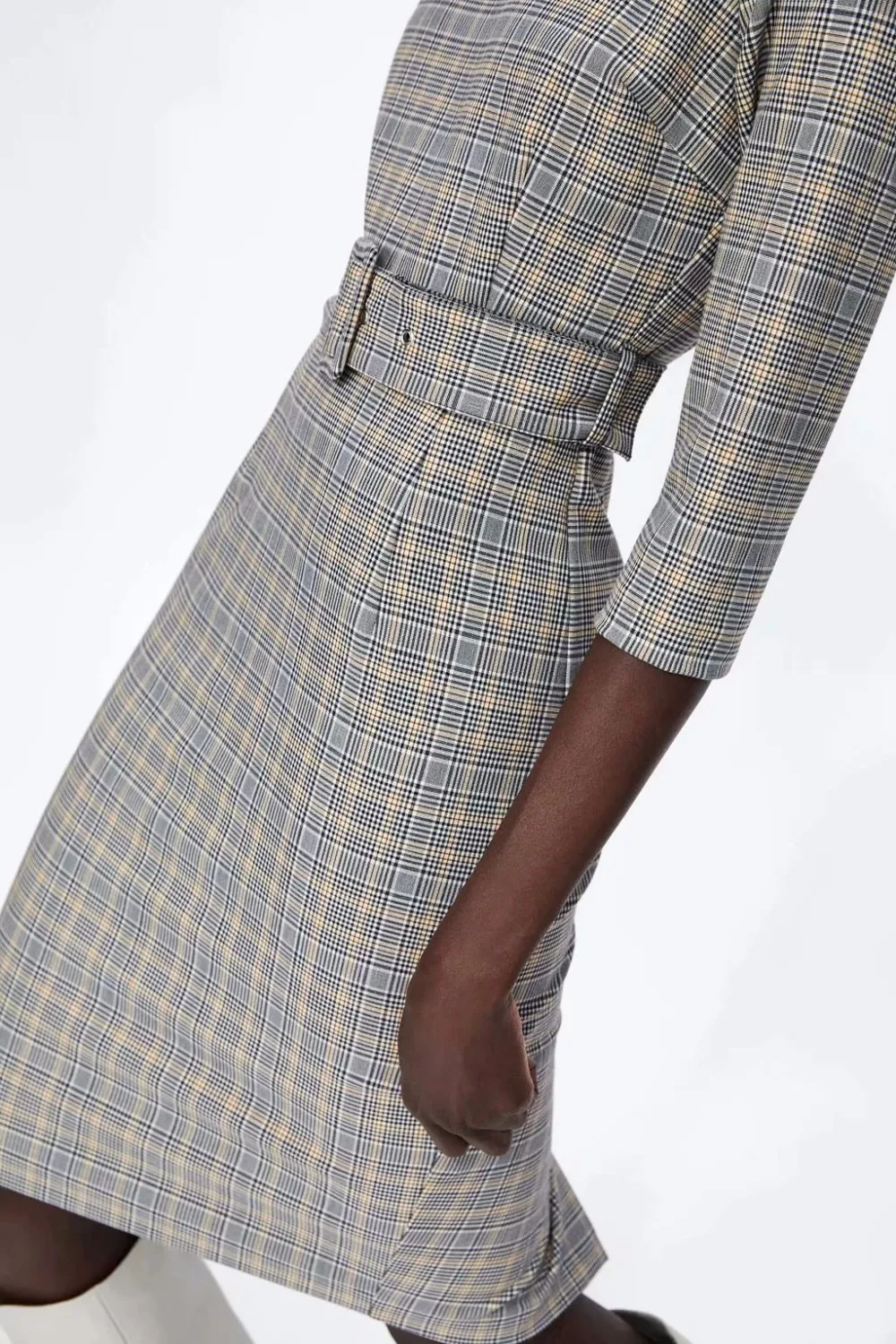 COZARII, vestidos feminina, платье в английском стиле, в клетку, в полоску, с поясом, с вырезом лодочкой, регулярная средняя голень, платье vestido, женское платье