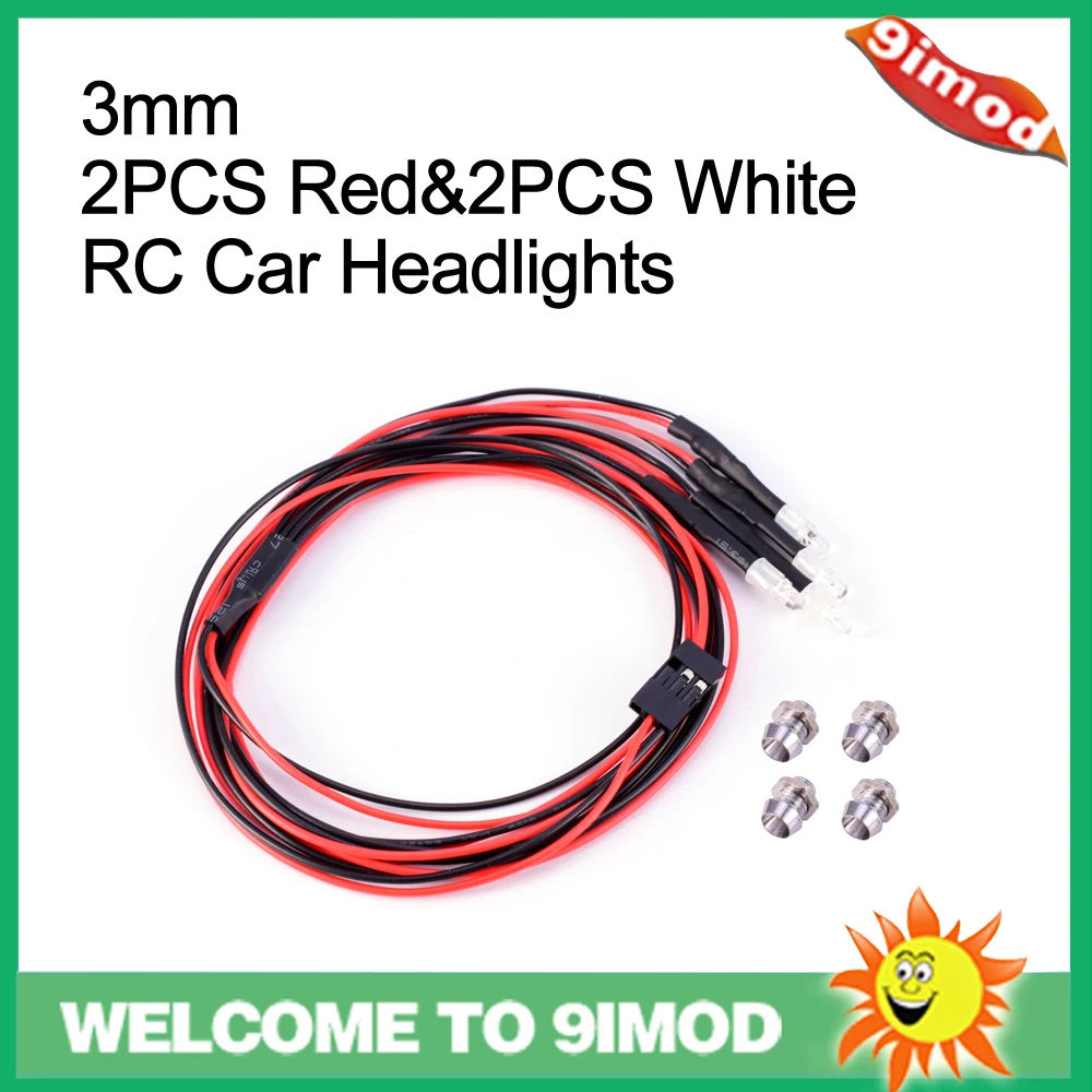 

4pcs 3mm Red&White Headlights Headlamps LED Light For Traxxas Tamiya Axial HSP Scx10 D90 RC Car model parts
