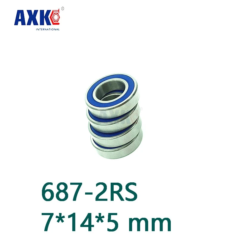 Axk 10 шт. 687 2rs Резиновый Герметичный шариковый подшипник с глубоким желобом 687rs 7x14x5