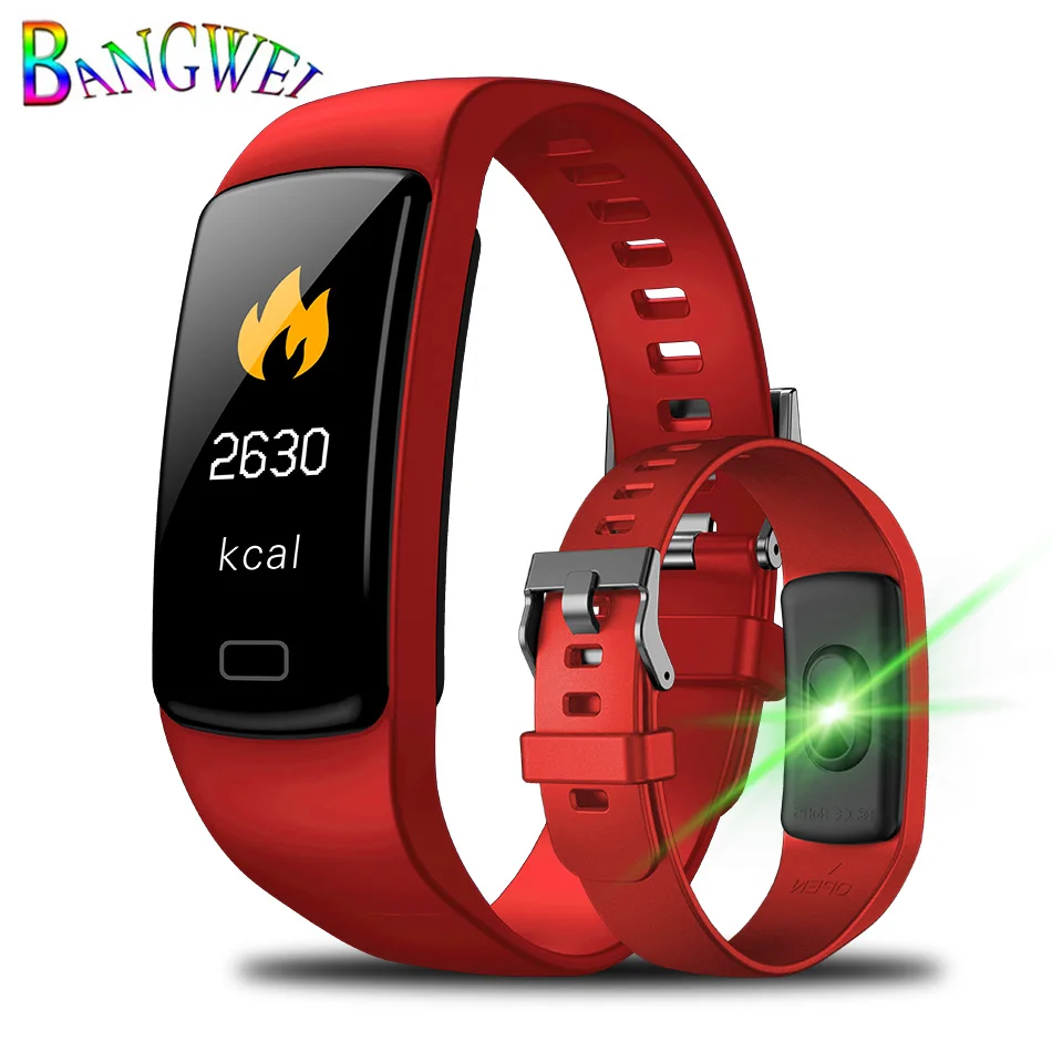 LIGE спортивный браслет Для женщин Для мужчин сердечного ритма крови Давление браслет шагомер со счетчиком калорий Фитнес Смарт-часы для IOS и Android телефон - Цвет: Red
