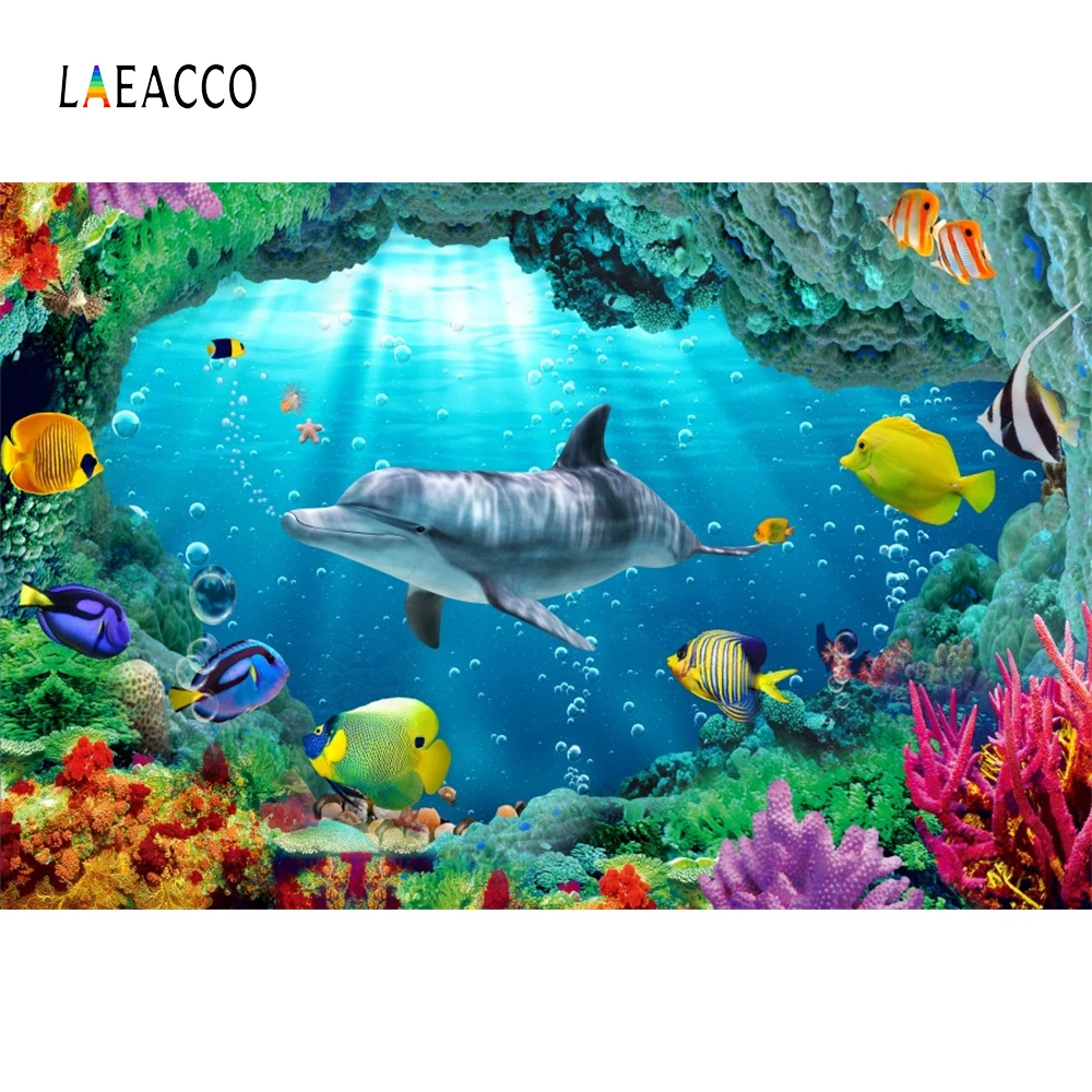 

Laeacco Underwater World Fishes Coral Starfish Photography Backgrounds Custom Vinyl Photo Backdrops For Home Video Studio Decor