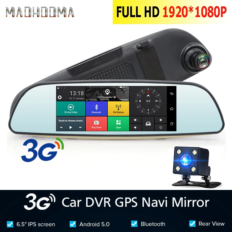 Android 3G Car DVR Mirror FHD 1080P Auto Dash Camera GPS Navigator Video Recorder Registrar Rear Vi