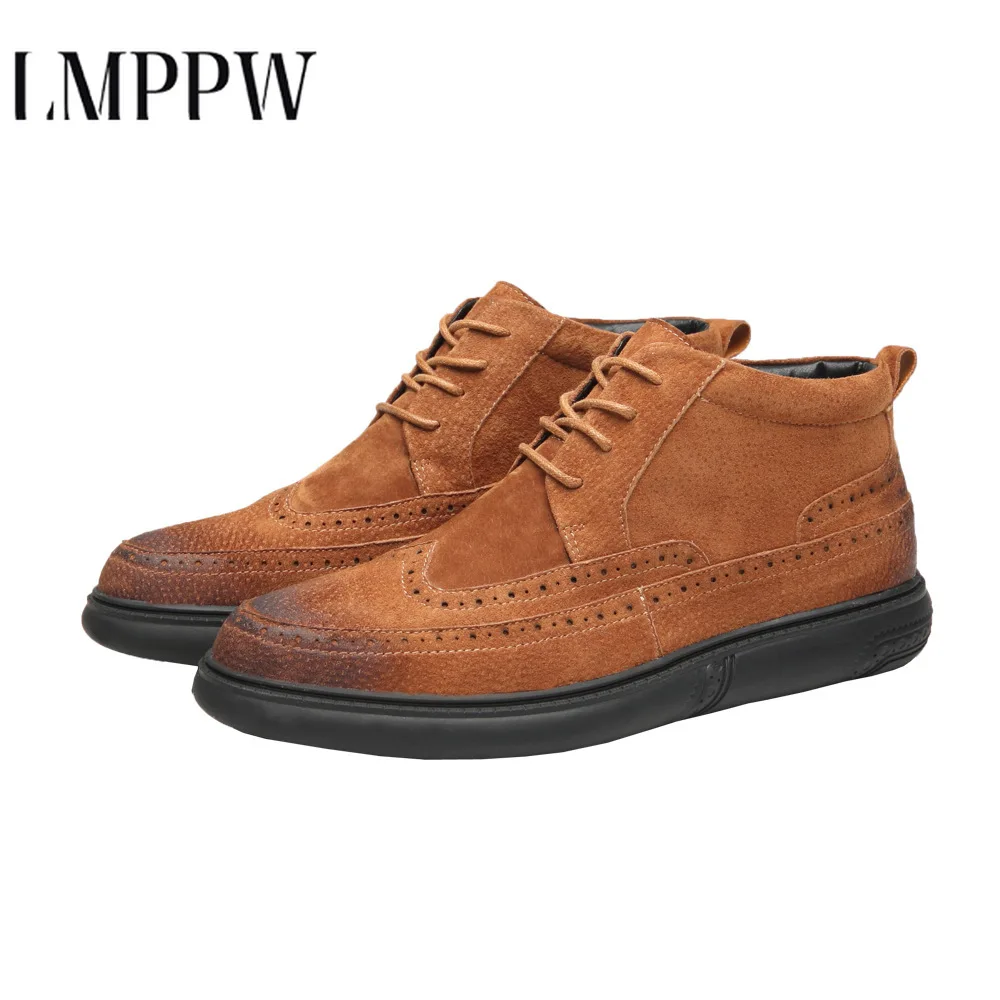 

Genuine Leather Men's Winter Ankle Boots Bullock British Retro Martin Boots Fashion High Quality Vintage Men Lace Up Shoes 1.8a