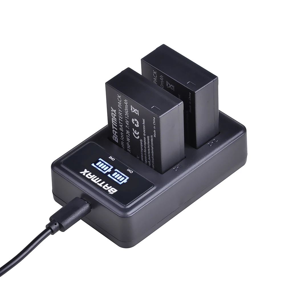 2 шт. NP-W126 NP W126 Батарея+ светодиодный двойной USB Зарядное устройство для ЖК-дисплея с подсветкой Fujifilm HS30EXR HS33EXR X-Pro1 X-E1 X-E2 X-M1 X-A1 X-A2 X-T1 X-T10 X-T20