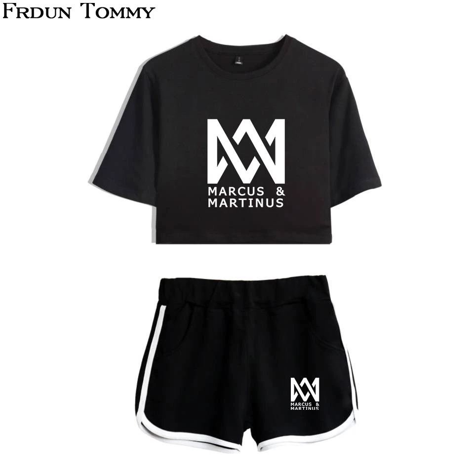 

Frdun Tommy Marcus and Martinus Sexy Two Piece Sets Soft T-shirt and Elastic Shorts Kpop 2018 New Sexy Style Fashion Girl Sets