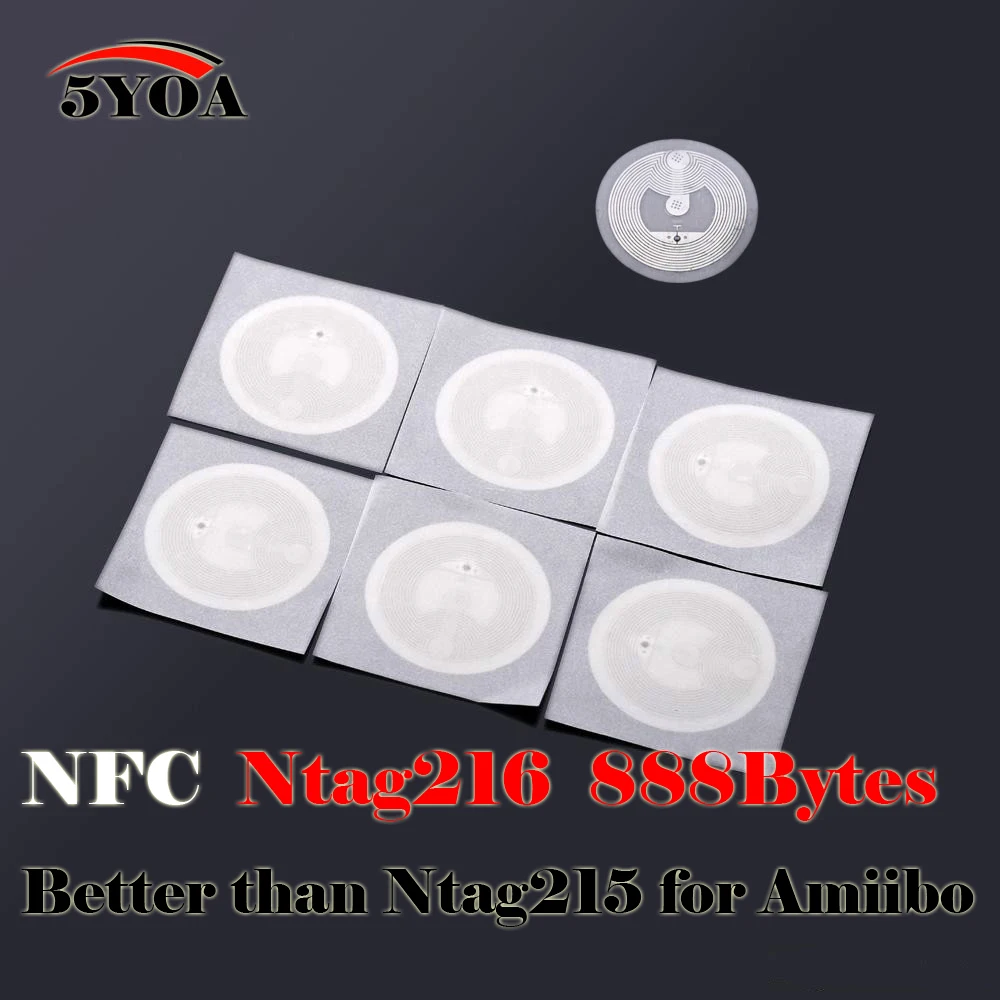 

5YOA 50pcs NFC Ntag216 888 Bytes Tag Sticker Label Key Tags Token Patrol Badge Adhesive Labels