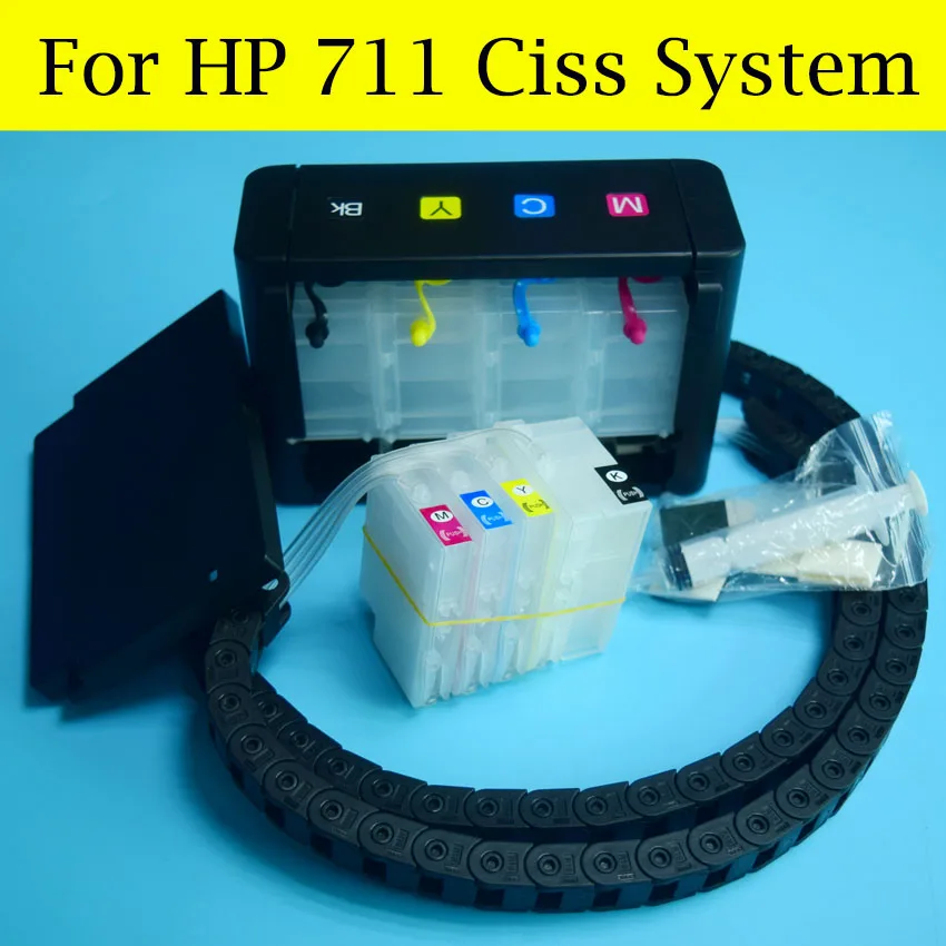 4 Color/Set DIY 711 Bulk Ink CISS Continuous Ink Supply System For HP 711 For HP Designjet T120 T520 Printers 36/24 inch 4 Color/Set DIY 711 Bulk Ink CISS Continuous Ink Supply System For HP 711 For HP Designjet T120 T520 Printers 36/24 inch