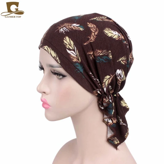 New Women Soft Wrinkle Head Scarf Chemo Hat Turban Pre-tied