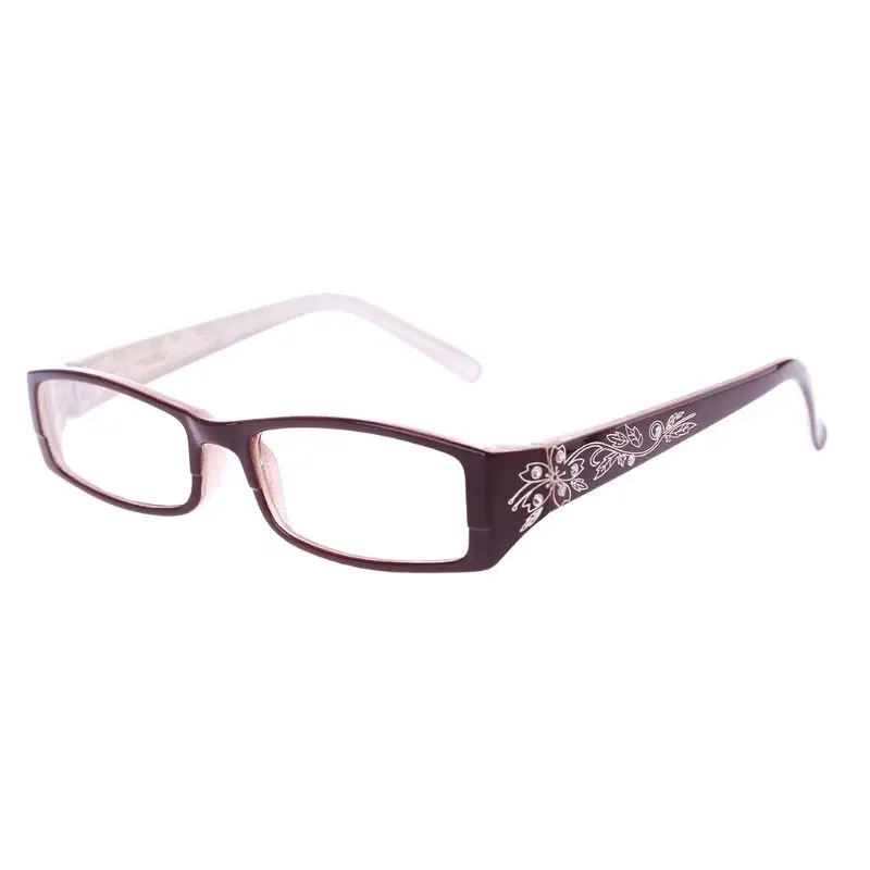Женские модные очки для чтения с искусственным бриллиантом и цветочным принтом, женские защитные очки для глаз, 4 цвета, дальнозоркость+ 1,0~+ 4,0 - Цвет оправы: Коричневый