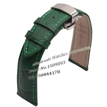 Vert Véritable en cuir WatchbandsWristwatch Montre Bracelets de Grain de Crocodile Bracelet Argent Boucle 12mm 14mm 16mm 18mm 20mm 22mm