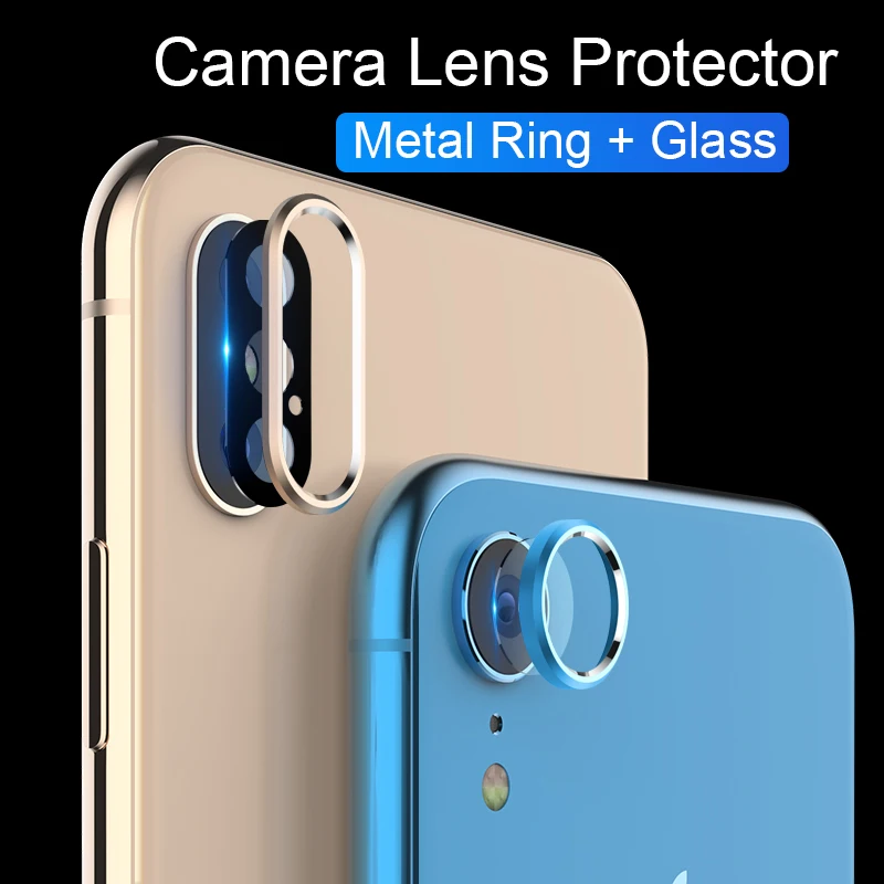 

Glass For iPhone XR X XS Max Tempered Glass Camera Lens Protective Ring Case For iPhone XS XR X 8 7 6 6S Screen Protector Case