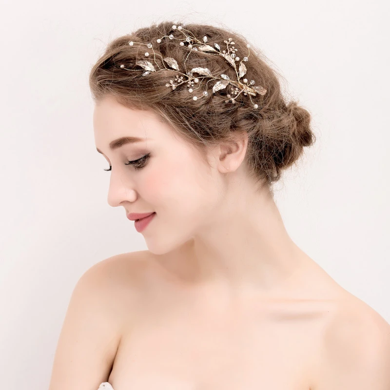 Luxury Bridal Hairpiece Gold Planted Wedding Bridal Princess