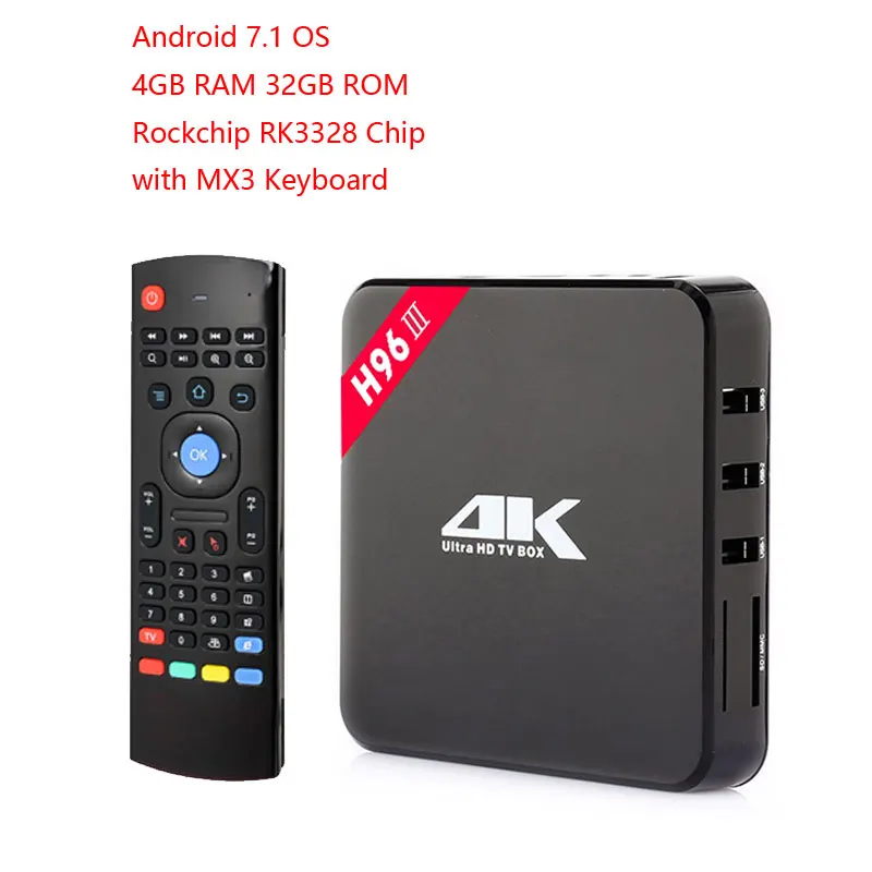 H96 III 4g 32g Android 7,1 ТВ приставка RK3328 Четырехъядерный 4 k Смарт ТВ приставка 2,4g/5g двойной WiFi BT 4,0 USB3.0 медиаплеер коробка IP tv - Цвет: 4GB 32GB TV BOX MX3