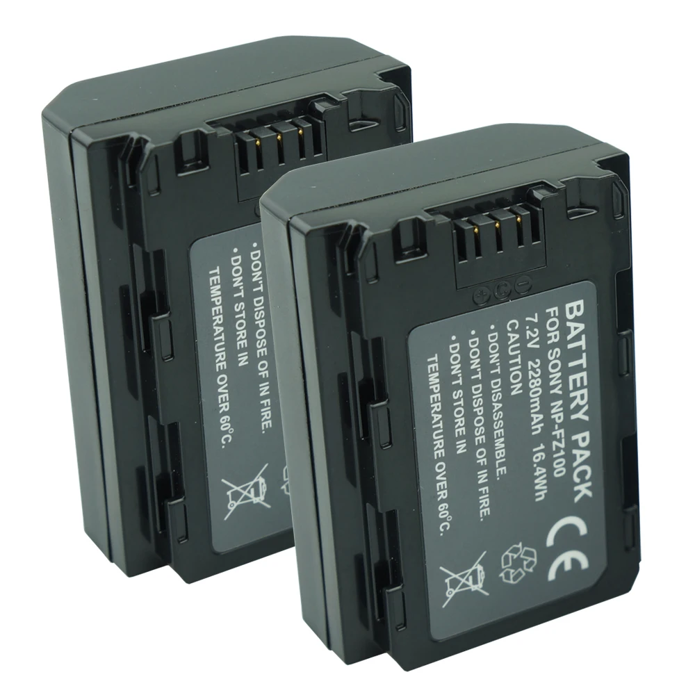 2pcs NP FZ100 battery for SONY Camera NP FZ100 Rechargeable Li ion