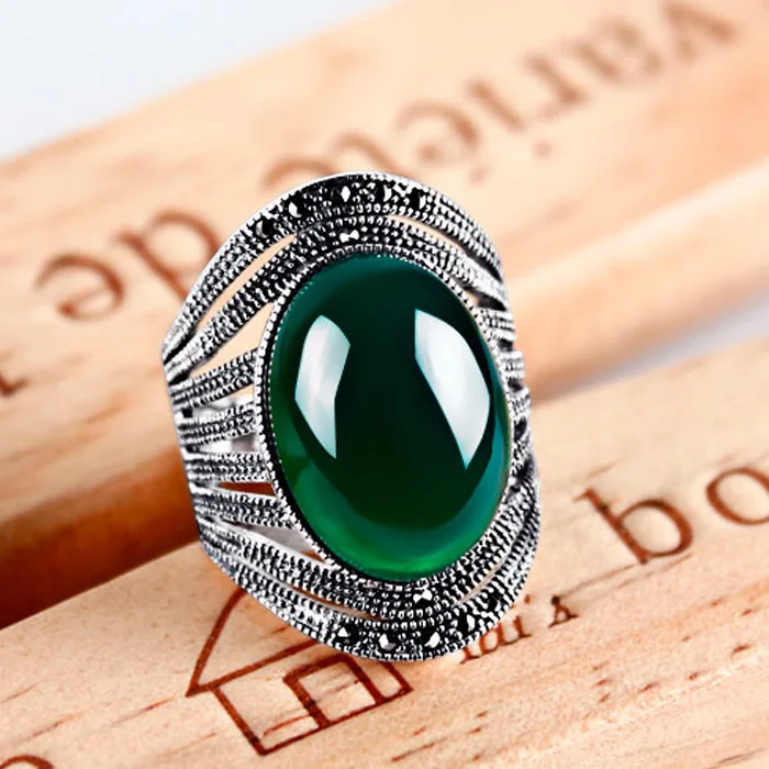 

Anel Masculino Anillos Rings Jiashun Taiyin 925 Jewelry Inlaid Chalcedony Gem Index Finger Exaggerated Retro Ring Female Middle
