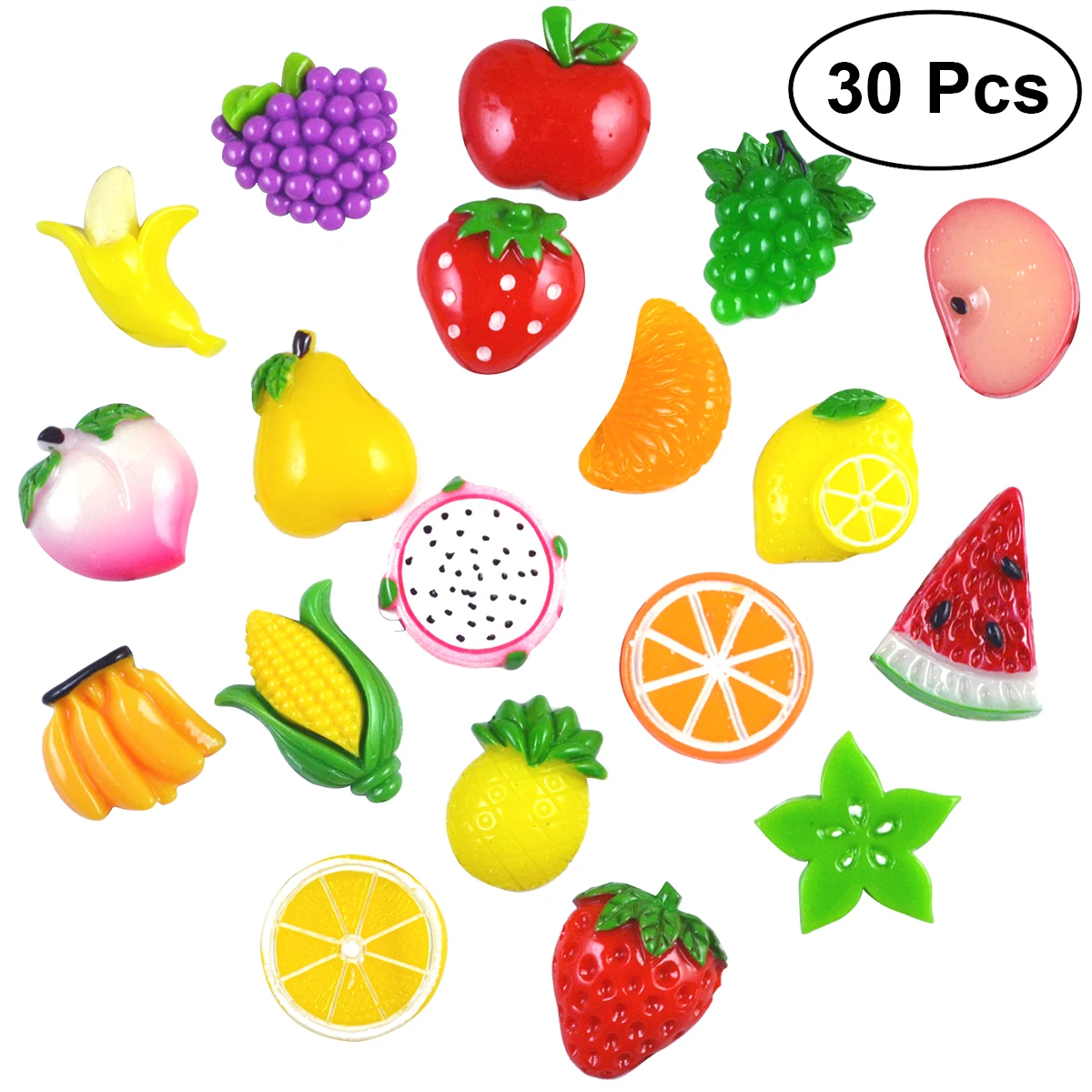 30pcs Mixed Resin Fruit Hair Accessories Hand Made Diy Handwork
