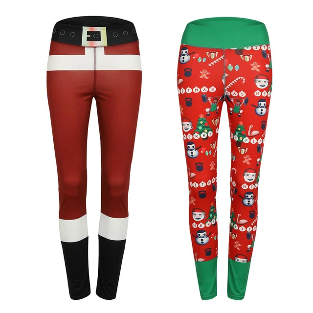 New 2018 Christmas Leggings Men Women Printed Elastic Fitness Leggins