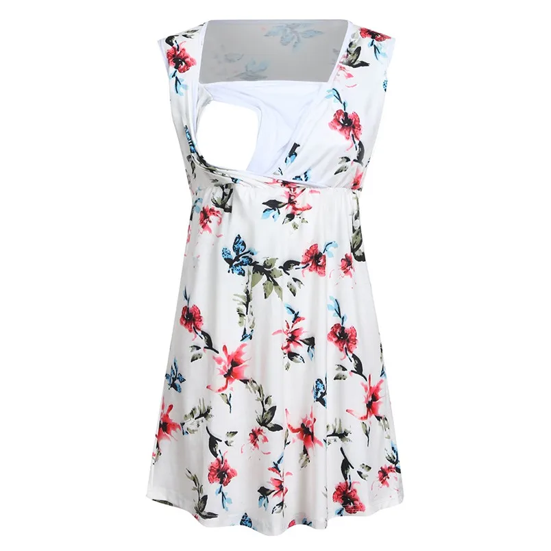 new design mommy pregnant nursing baby maternity sleeveless flower print clothes sweet soft tops robe femme enceinte 40ja03 (12)