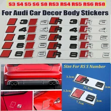 

New 1pcs Car Decor Stickers body Emblem badge Car styling 3D Metal for Audi S3 S4 S5 S6 S8 RS3 RS4 RS5 RS6 RS8 Car Accessories