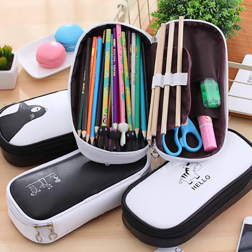 

Cute Student Pencil Pen Case Cosmetic Pouch Pocket Brush Holder Makeup Bag For Kids Girls Gift Office School Stationery