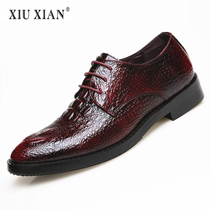 2018 New Luxury Crocodile Grain Artificial Leather Men Wedding Shoes ...