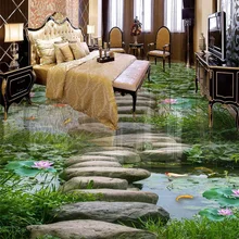 На заказ настенная бумага 3D стерео Лотос пруд каменная наклейка для пола кухни ванной на открытом воздухе износостойкая Нескользящая Водонепроницаемая настенная бумага