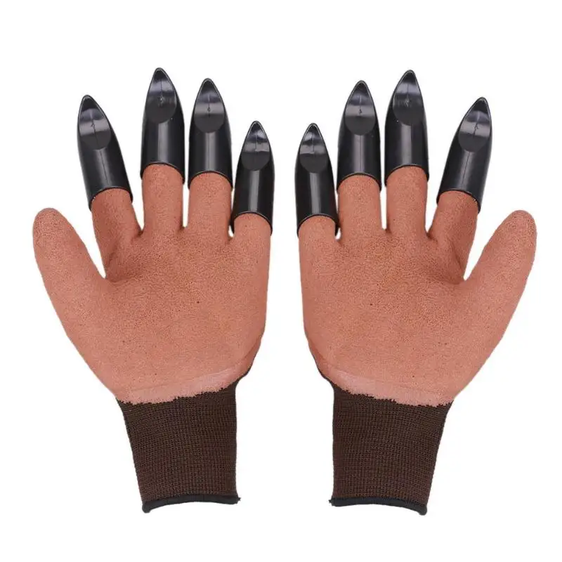 1 пара садовых перчаток 4 ABS пластиковые садовые Genie резиновые перчатки с кончиками пальцев острые когти для копания посадки Прямая поставка - Цвет: coffee