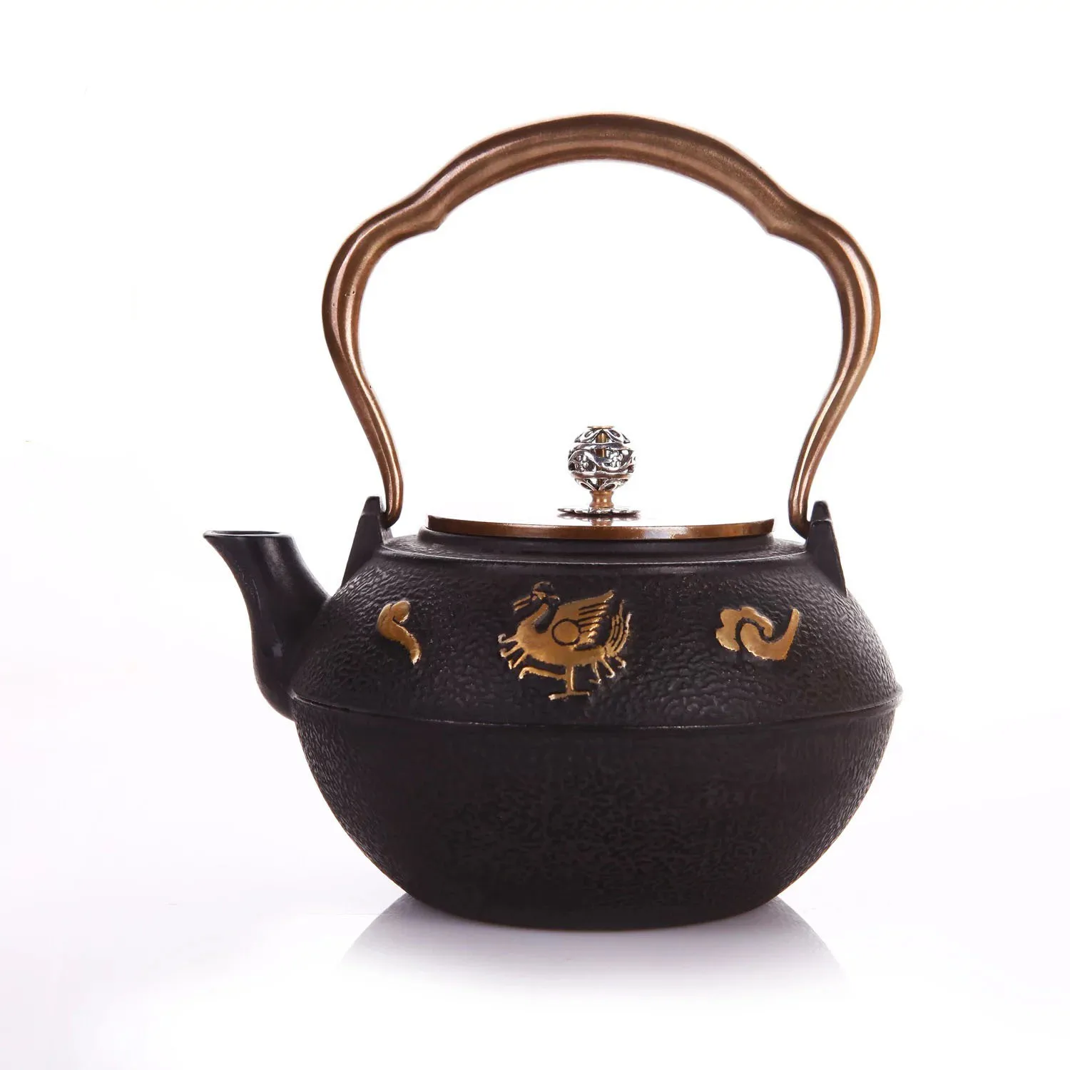 1200ML Phoenix Cast Iron Tea pot Set Japanese Teapot Tetsubin Kettle With Metal Net Filter Kung