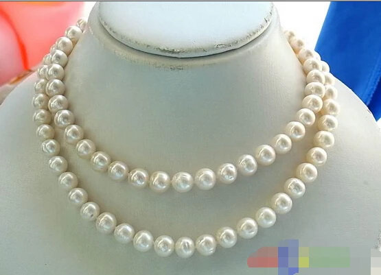 

FREE SHIPPING>>>@@ > 33" 10MM ROUND WHITE FRESHWATER CULTURED PEARL NECKLACE p858 ^^^@^Noble style Natural Fine jewe &