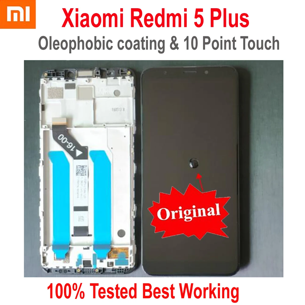 Скидка Оригинальный Лучший Xiaomi Redmi 5 Plus ips ЖК дисплей 10 точечный кодирующий преобразователь сенсорного экрана в сборе сенсор + рамка Redmi5 Plus MEG7 стекло