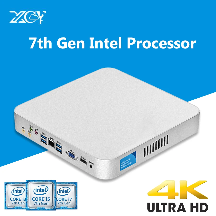 XCY DDR3 7th GEN Core i7 7500U i5 7200U i3 7100U мини-ПК 4K Intel HD graphics 620 Windows 10 Wifi Kaby Lake настольный компьютер