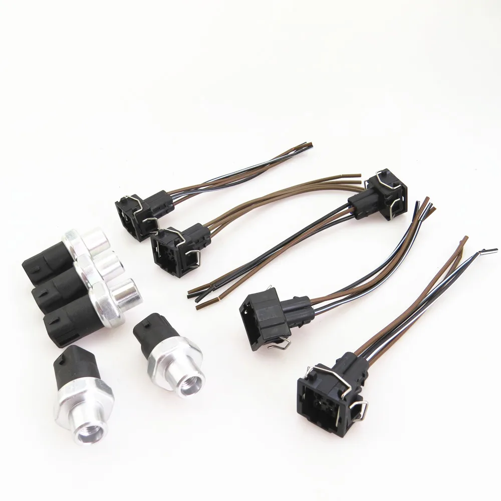 

FHAWKEYEQ 5 Set Air Conditioning Pressure Condenser Sensor + Connection Plug Cable Pigtail For VW Passat B5 A4 A6 A8 8D0959482B