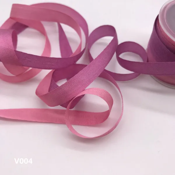 7 мм шелковая лента пестрый цвет, натуральный чистый шелк тутового шелкопряда тканые двухсторонние тафты шелковые ленты для вышивки высокое качество - Цвет: V004