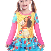 Осенне-весенняя одежда для детей; платья-пачки с длинными рукавами; милое платье для маленьких девочек с моаной; Vaiana; Рождественская одежда; праздничное платье принцессы