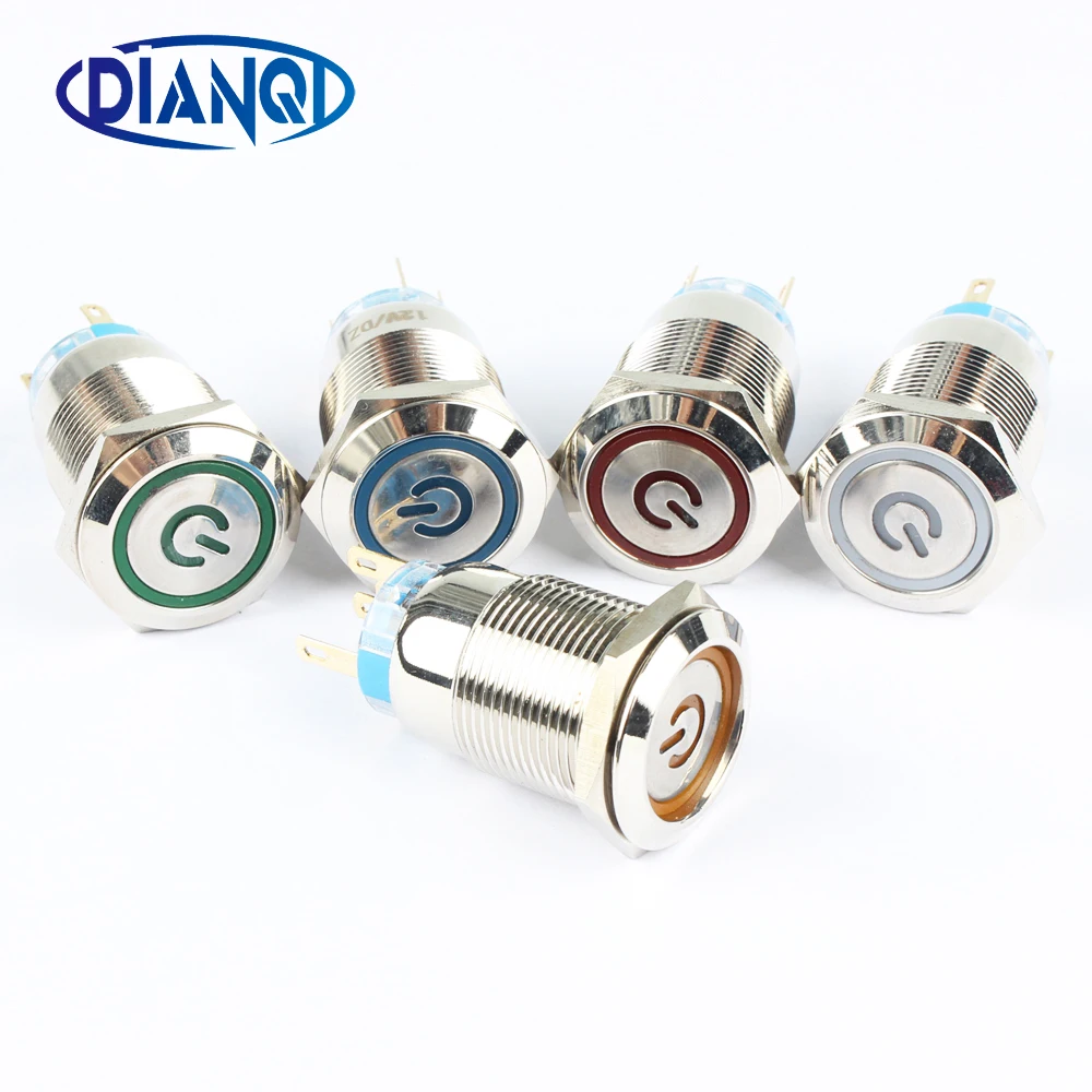 19mm Metal Power mark brass Push Button Switch flat round illumination Momentary or Locking Latching 1NO 1NC Car button 19HXDY 19mm Metal Power mark brass Push Button Switch flat round illumination Momentary or Locking Latching 1NO 1NC Car button 19HXDY