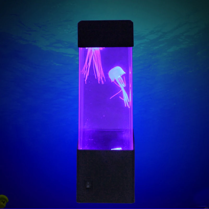 ED Desktop Light Jellyfish Tropical Fish Aquarium Tank LED Light Relaxing Bedside Mood Night Light Lamp (12)
