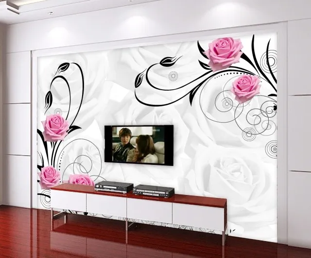 

Custom 3D stereoscopic large mural romantic roses living room TV wall wallpaper background fabric wall paper bedroom bedside