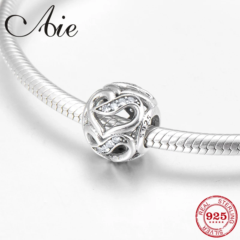 

2018 Hollow out heart shape 925 Sterling Silver clear CZ fine Beads Fit Original Pandora Charm Bracelet Jewelry making