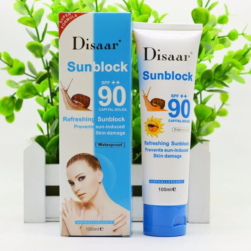 Улиточный солнцезащитный крем 100 мл, защитный крем для лица Disaar Sunblock 90++ защитный крем для пигментации SPF