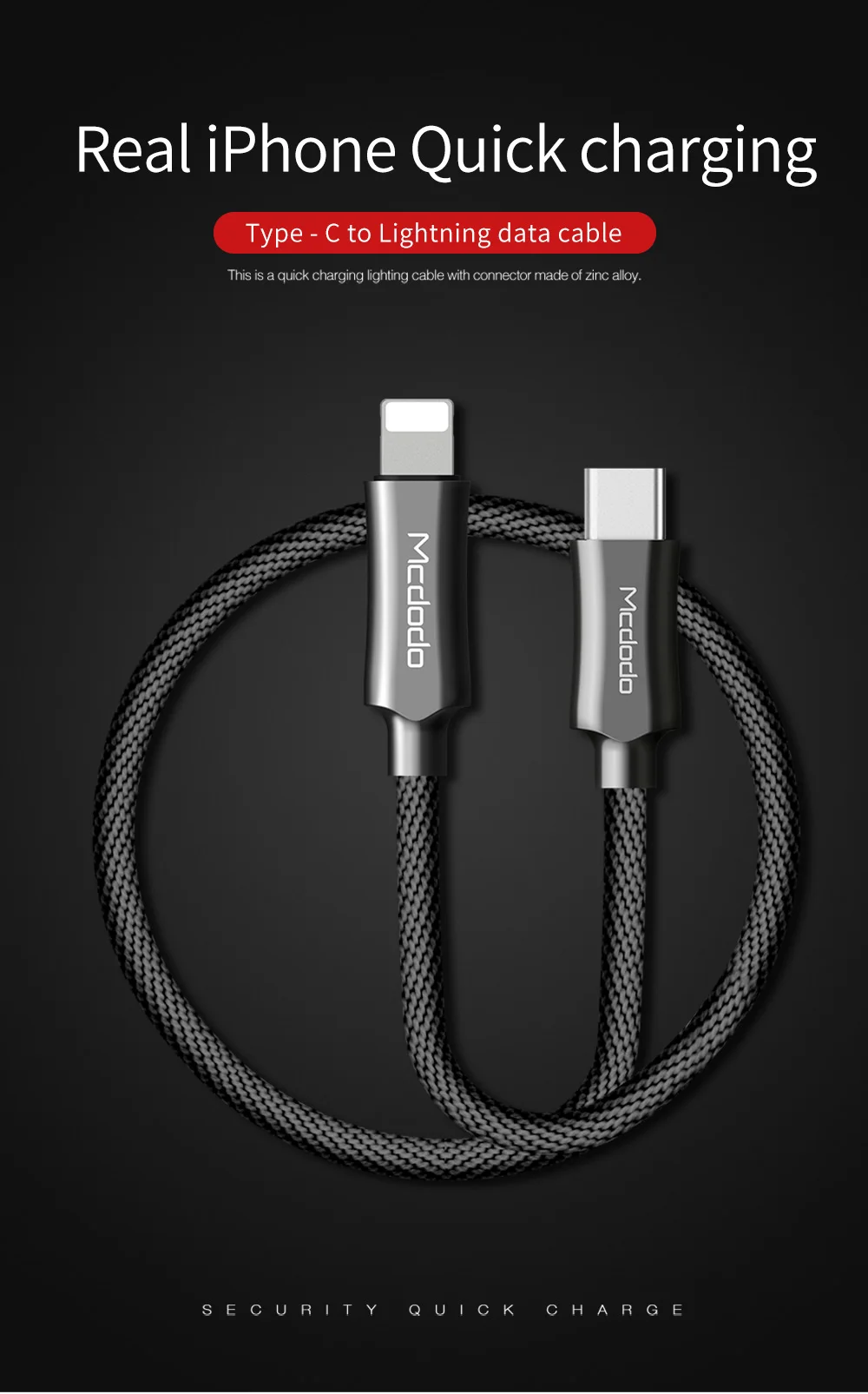 Mcdodo 18 Вт PD Быстрый зарядный кабель для iPhone XS Max XR X 8 Plus iPad Тип C для Lightning Кабель для передачи данных USB C зарядное устройство IOS кабель