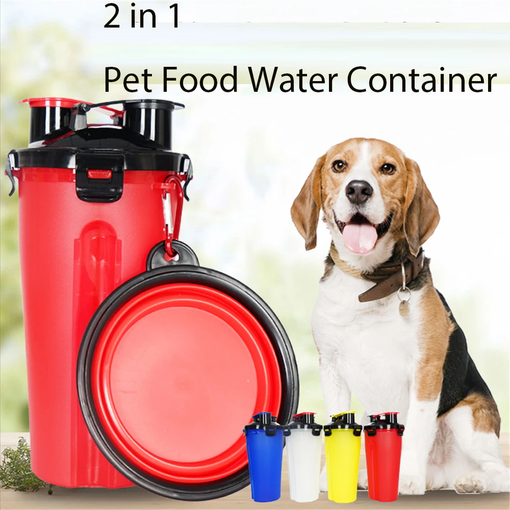 2 in 1 Pet Food Water Food Container Folding Silicone Pet Bowl Outdoor Portable Travel Dog