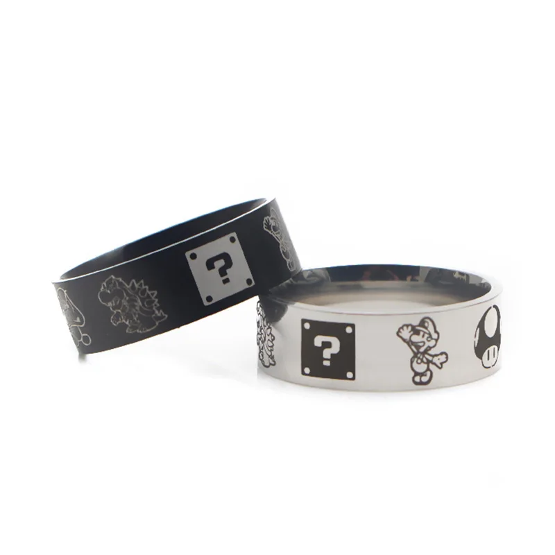 

V300 Game Super Mario Ring Stainless Steel Rings for Women Men Party Engagement Fashion Black Silver Rings Jewelry